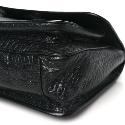Saint Laurent Crocodile Embossed Lambskin Monogram Medium Niki Chain Satchel Black 10 of 11