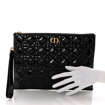 Christian Dior Patent Cannage Large Caro Daily Pouch Black 2 of 7