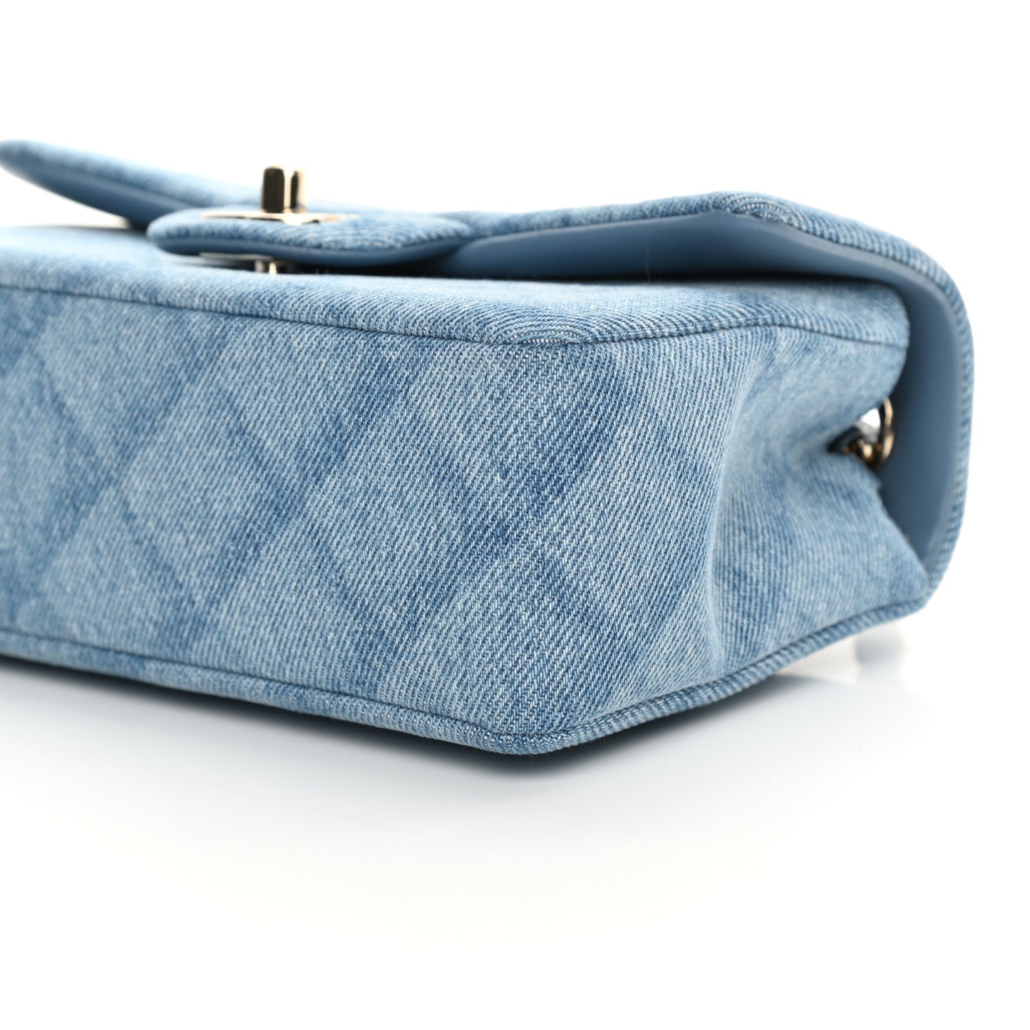 Denim Quilt Print Mini Rectangular Flap Light Blue