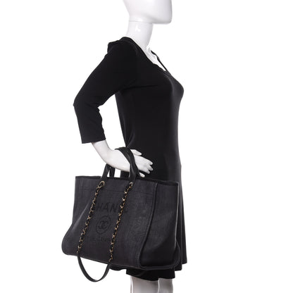 Chanel Mixed Fibers Calfskin Medium Deauville Tote Blue 3 of 11