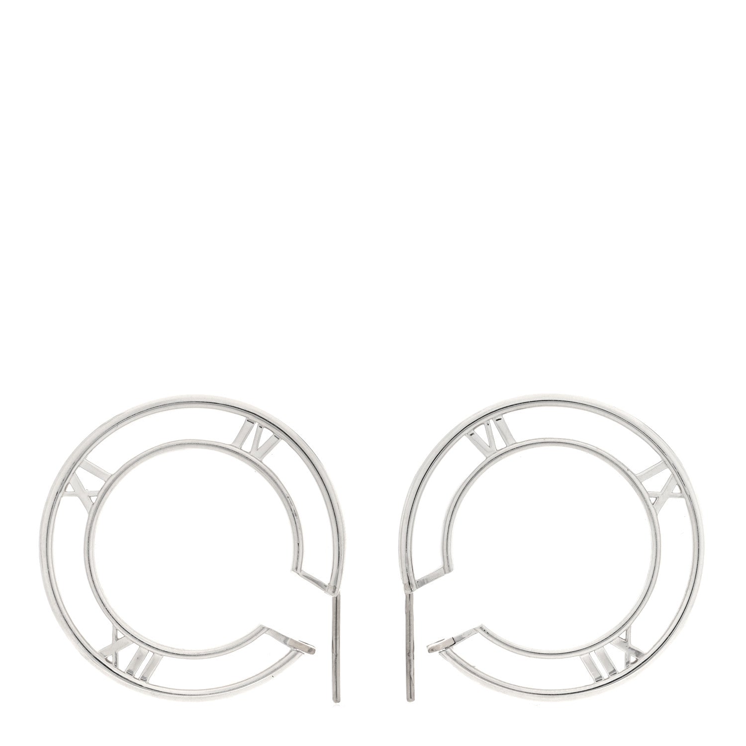 Tiffany Sterling Silver Atlas Cutout Hoop Earrings 3 of 4
