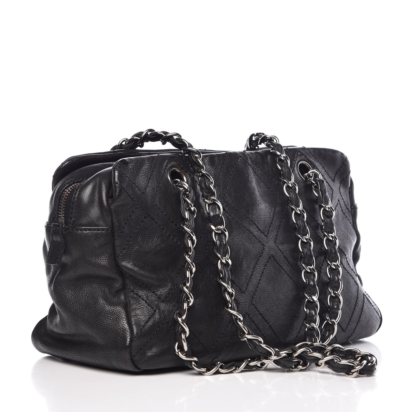 Calfskin Small Diamond Stitch Tote Black