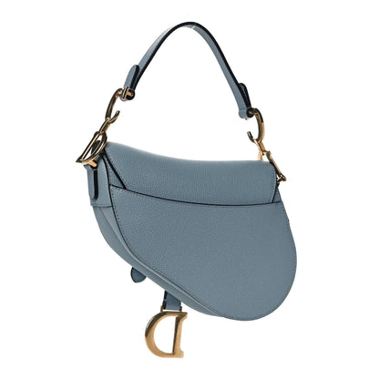 Christian Dior Grained Calfskin Mini Saddle Bag Sky Blue 3 of 13