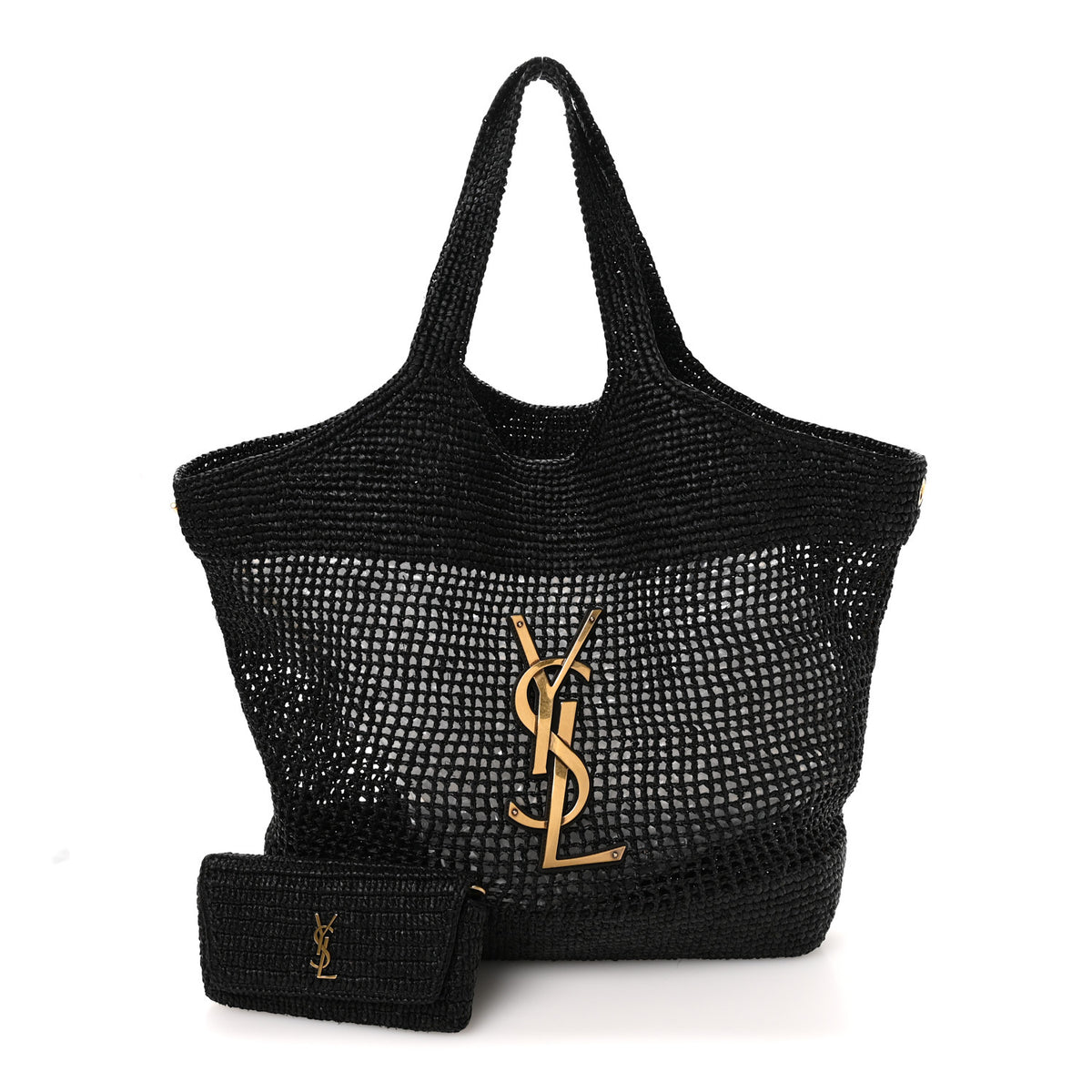 Raffia Icare Shopping Tote Black