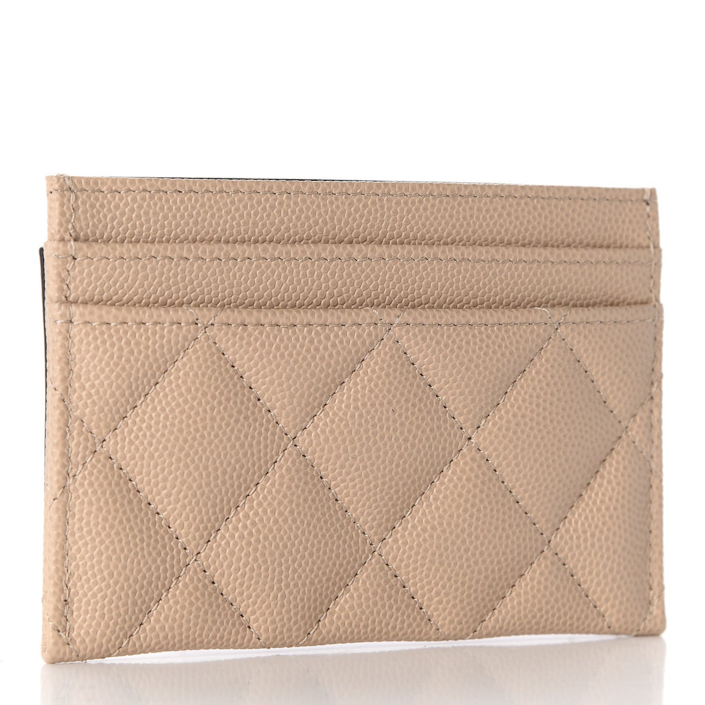 Caviar Quilted Filigree Card Holder Beige Black