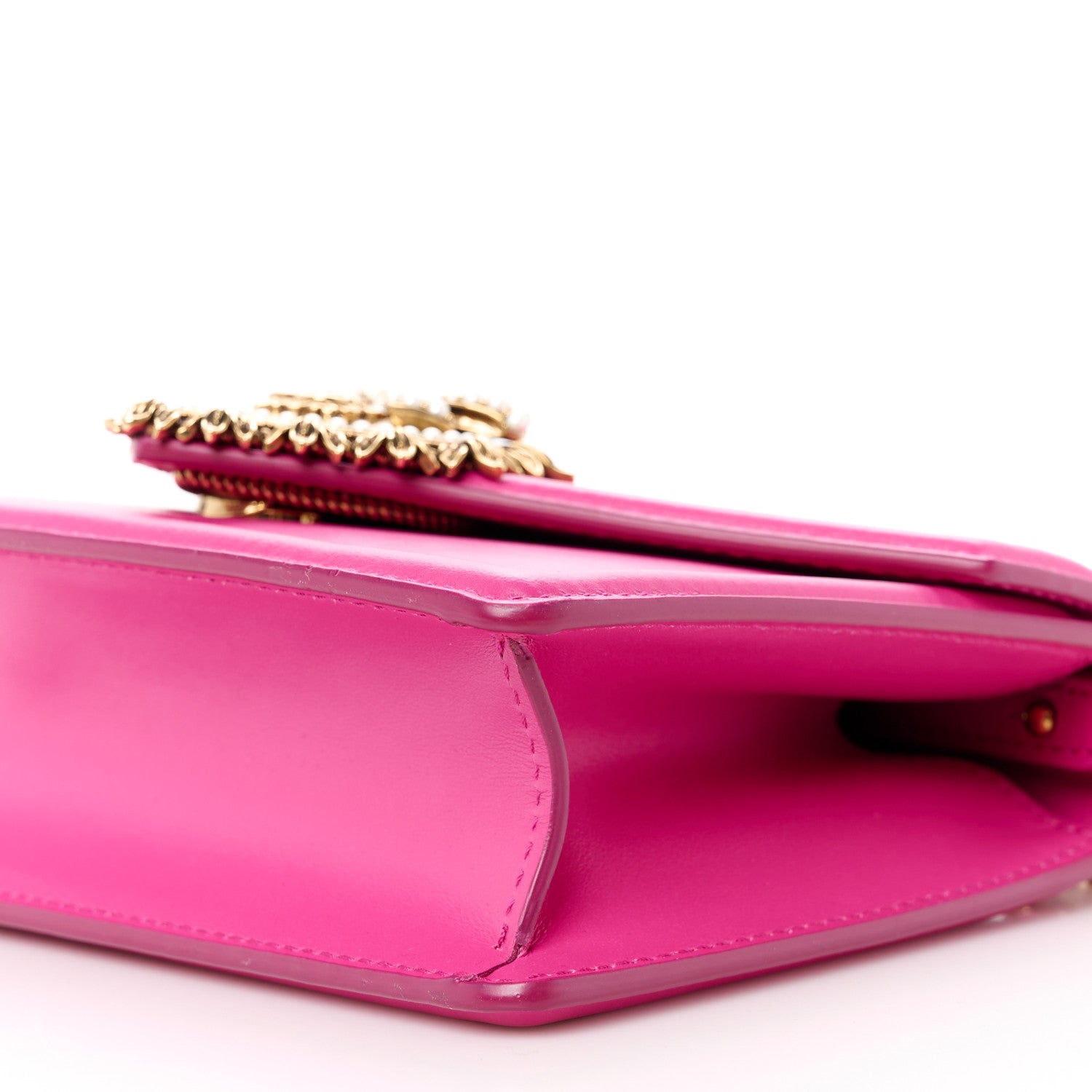 Dolce & Gabbana DOLCE GABBANA Smooth Calfskin Small Devotion Envelope Top Handle Bag Pink 11 of 12