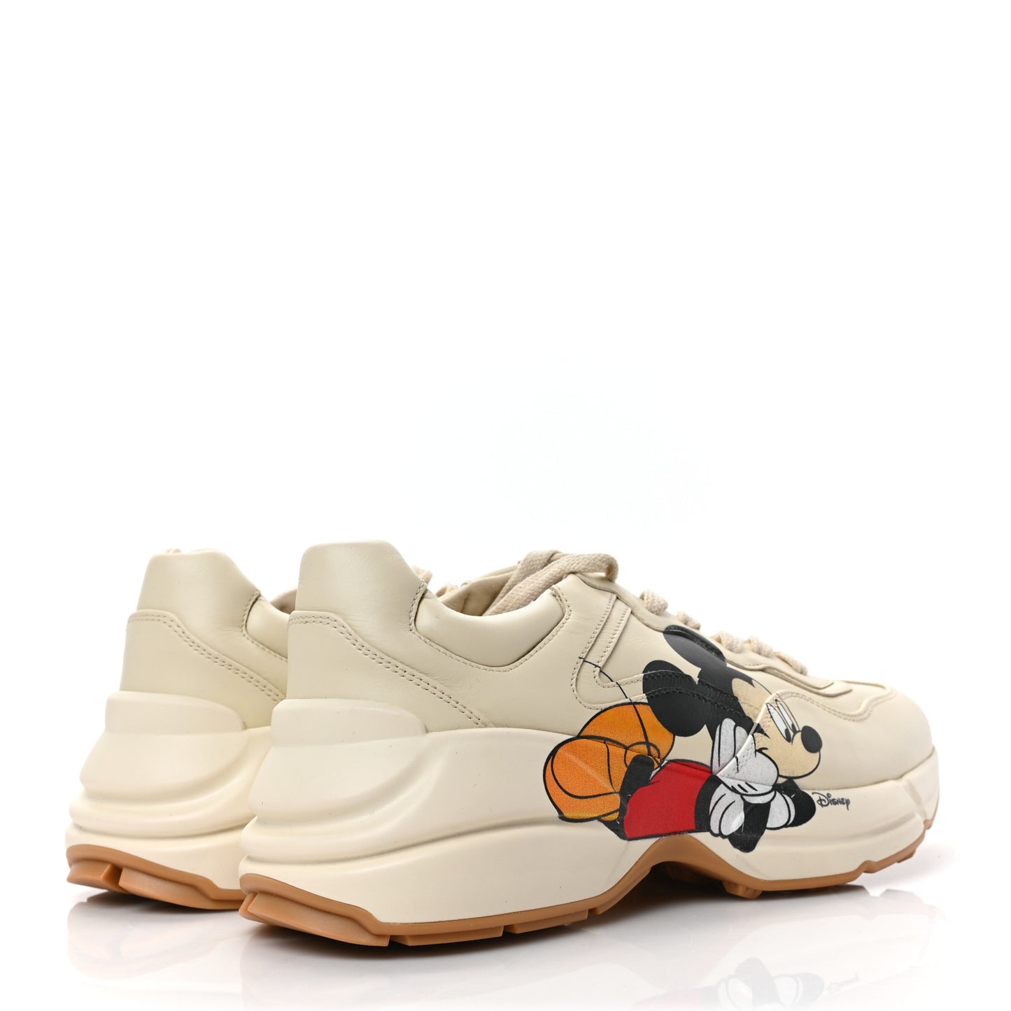 X DISNEY Calfskin Mickey Mouse Womens Rhyton Sneakers 38.5 Ivory