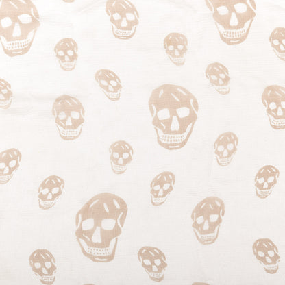 Alexander McQueen Silk Chiffon Skull Scarf Beige Ivory 3 of 5