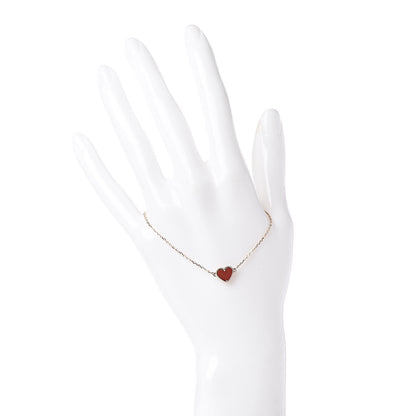 Van Cleef & Arpels 18K Rose Gold Carnelian Sweet Alhambra Heart Bracelet 2 of 5