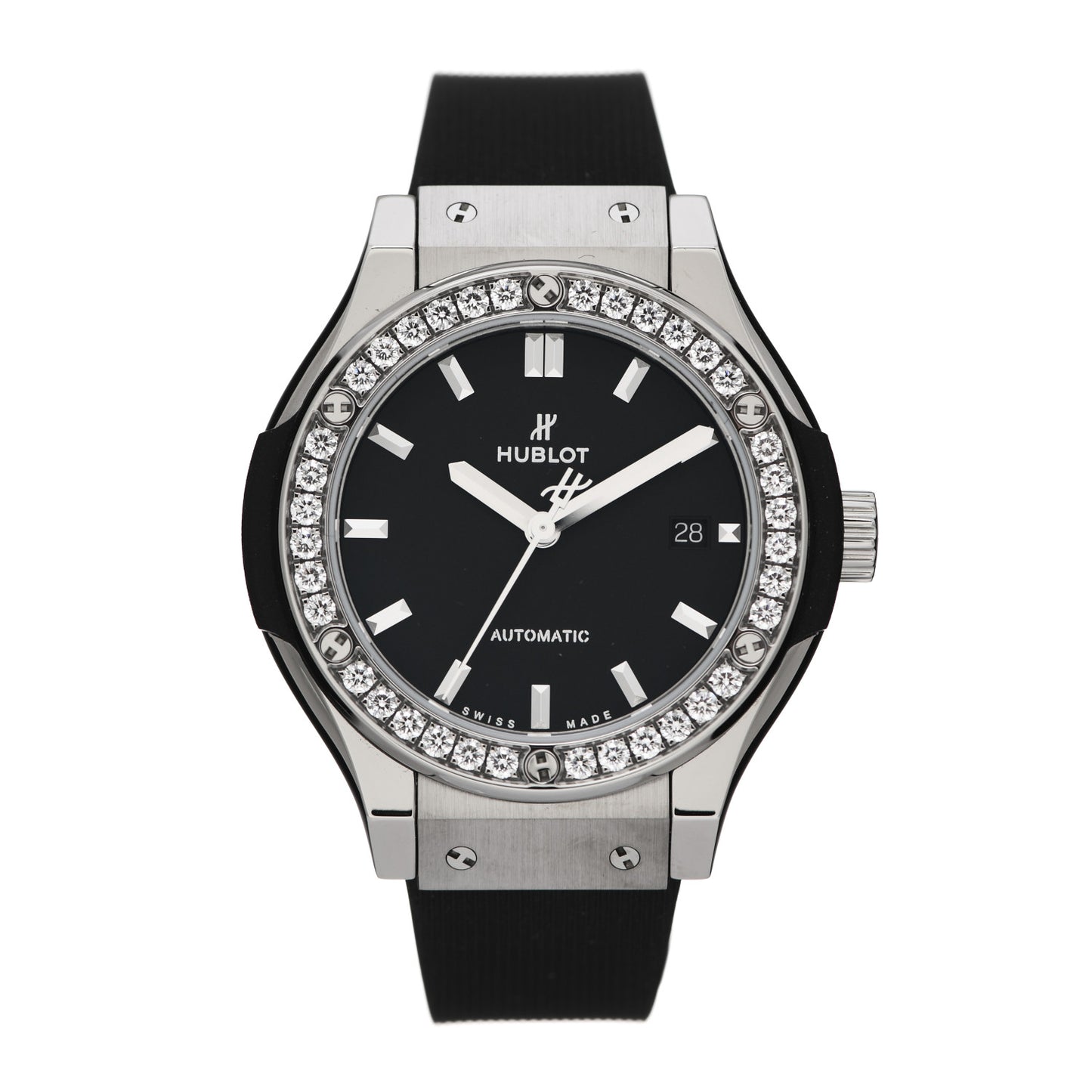 Titanium Rubber Diamond Bezel 33mm Classic Fusion Automatic Watch Black 582.NX.1170.RX.1204