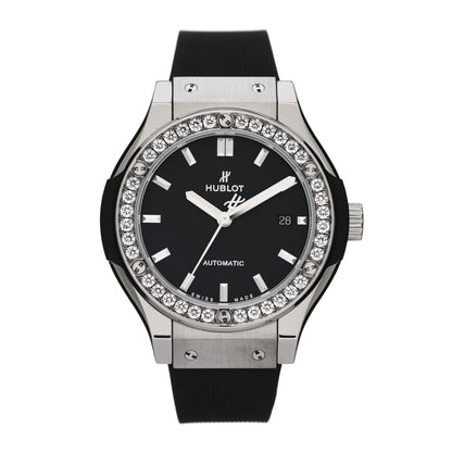 Hublot Titanium Rubber Diamond Bezel 33mm Classic Fusion Automatic Watch Black 582.NX.1170.RX.1204 1 of 5