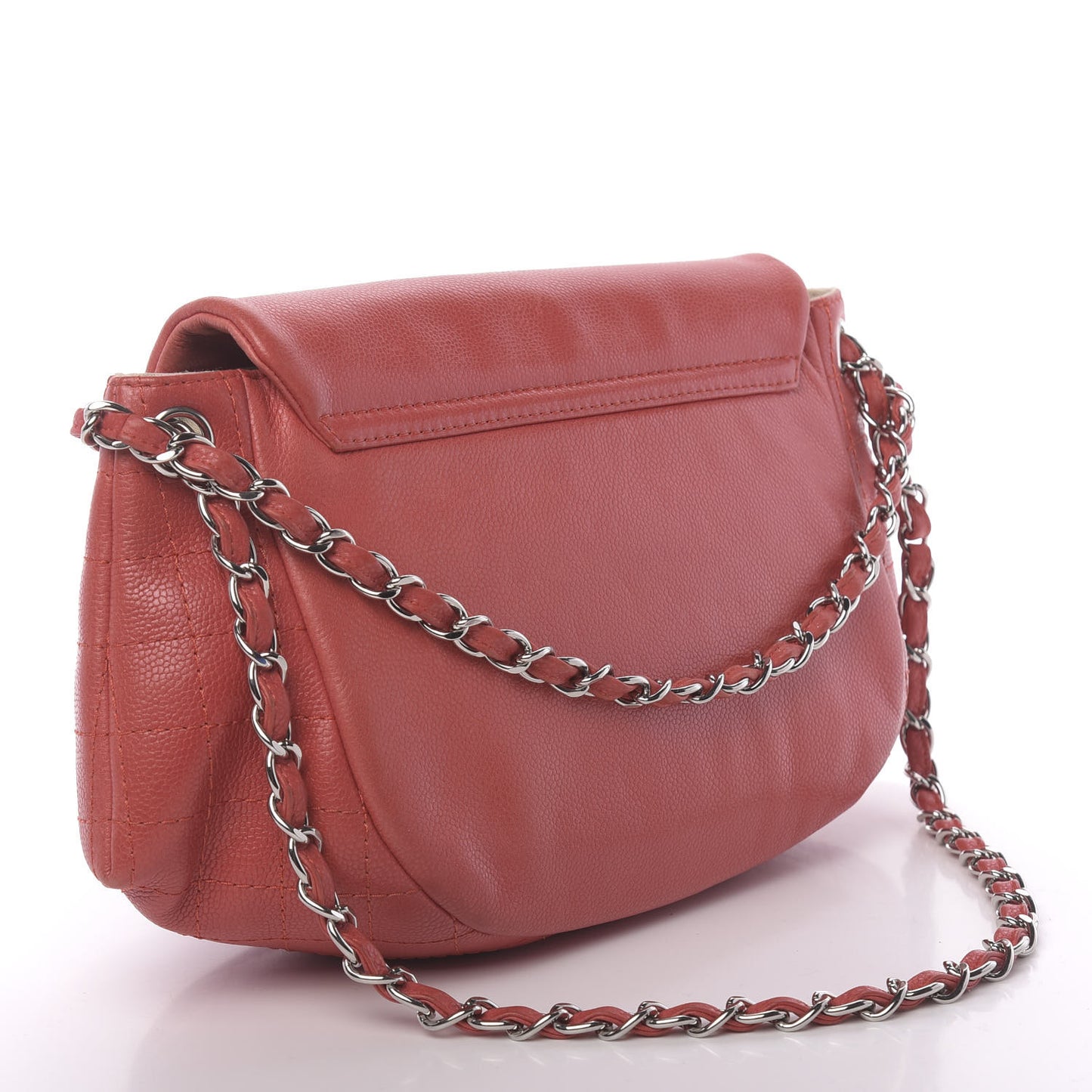 Caviar Large Half Moon Flap Red