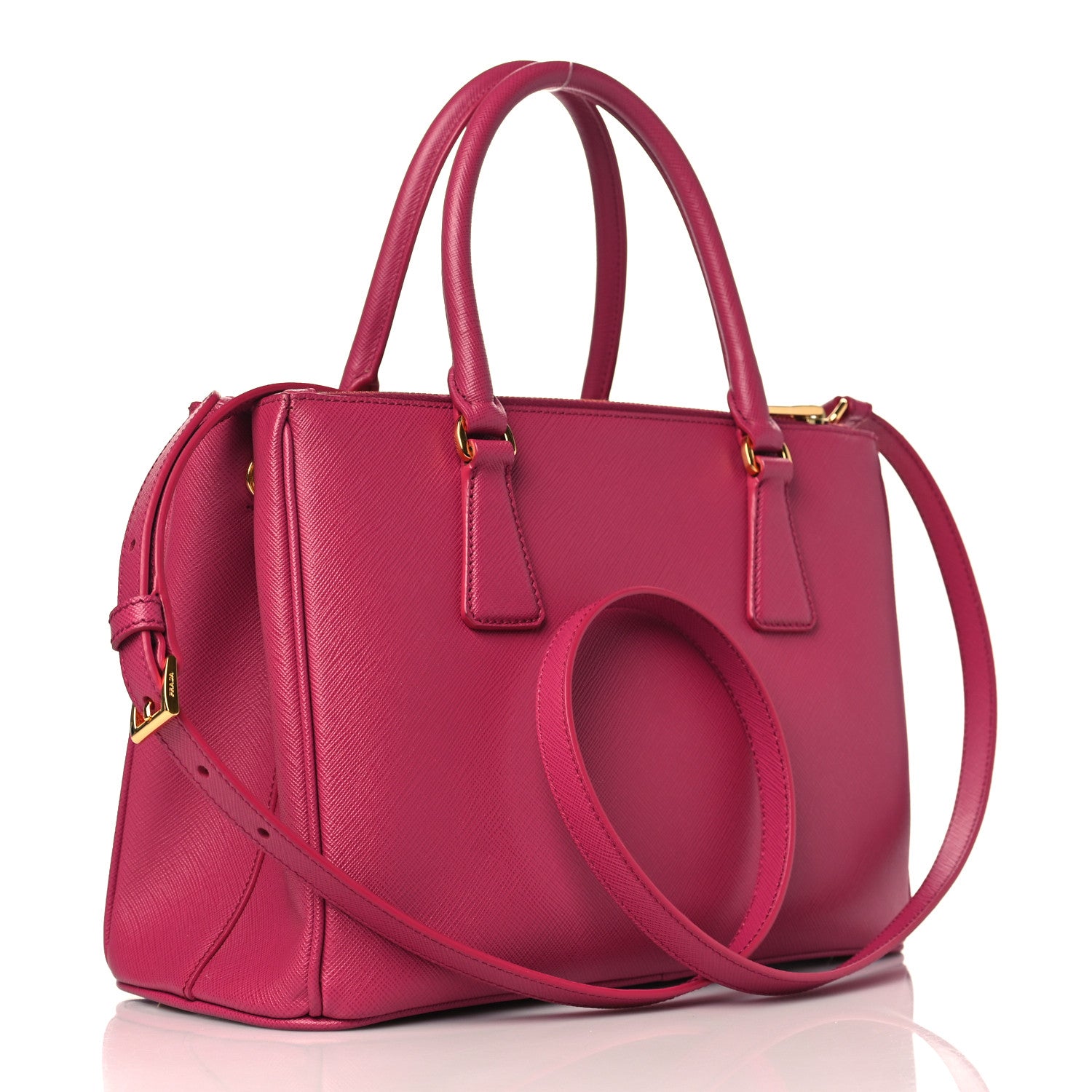 Prada Saffiano Small Galleria Double Zip Tote Fuxia 2 of 8