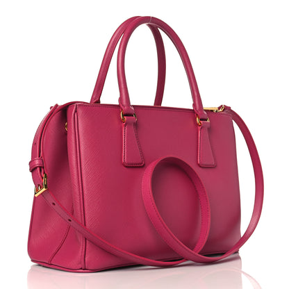 Prada Saffiano Small Galleria Double Zip Tote Fuxia 2 of 8