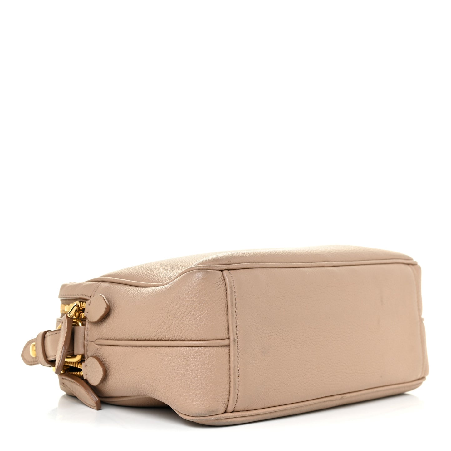 Vitello Daino Medium Double Zip Shoulder Bag Cammeo
