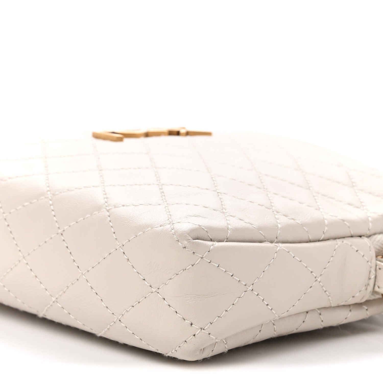 Saint Laurent Lambskin Quilted Gaby Zipped Pouch Crema Soft 10 of 12