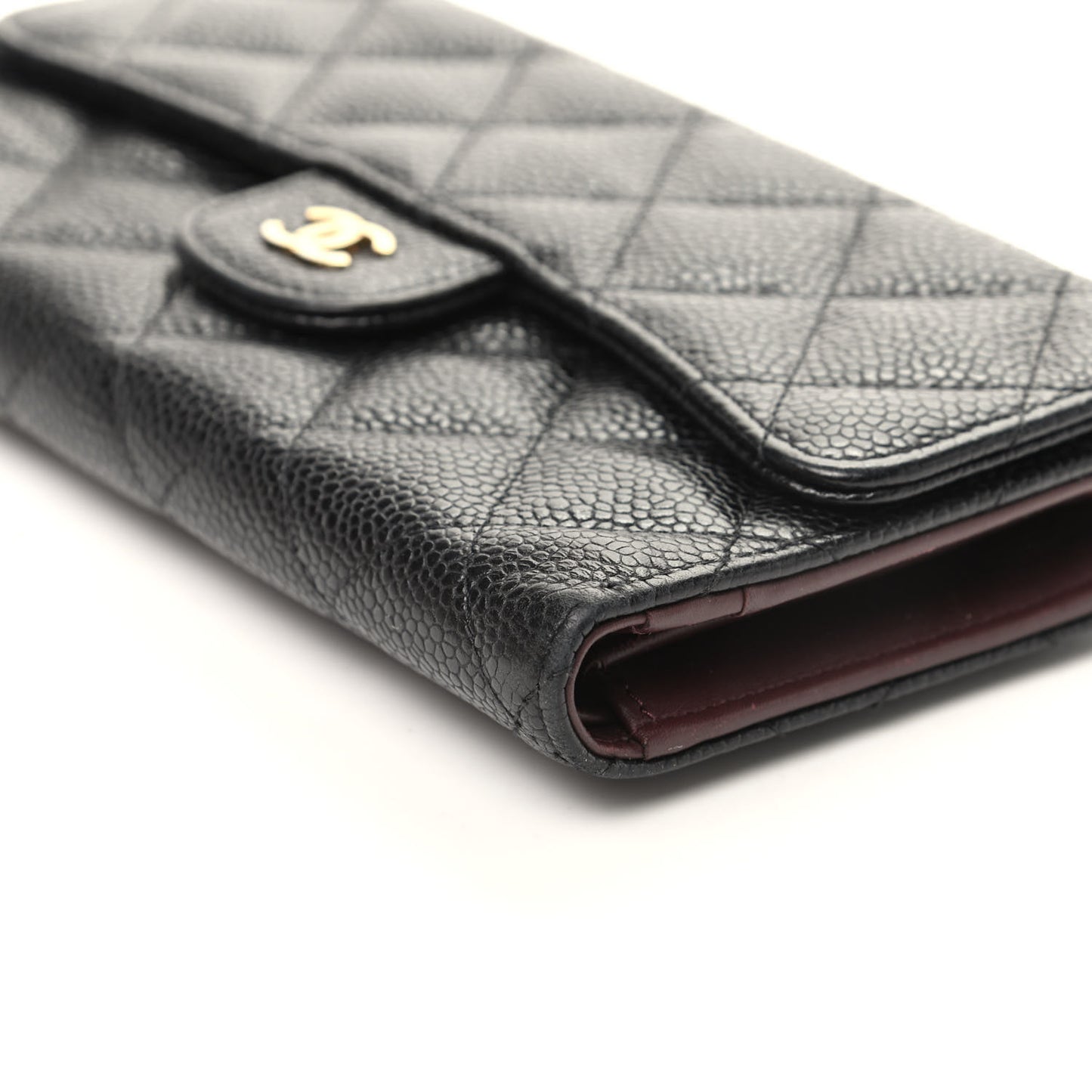 Caviar Quilted Long Flap Wallet Black