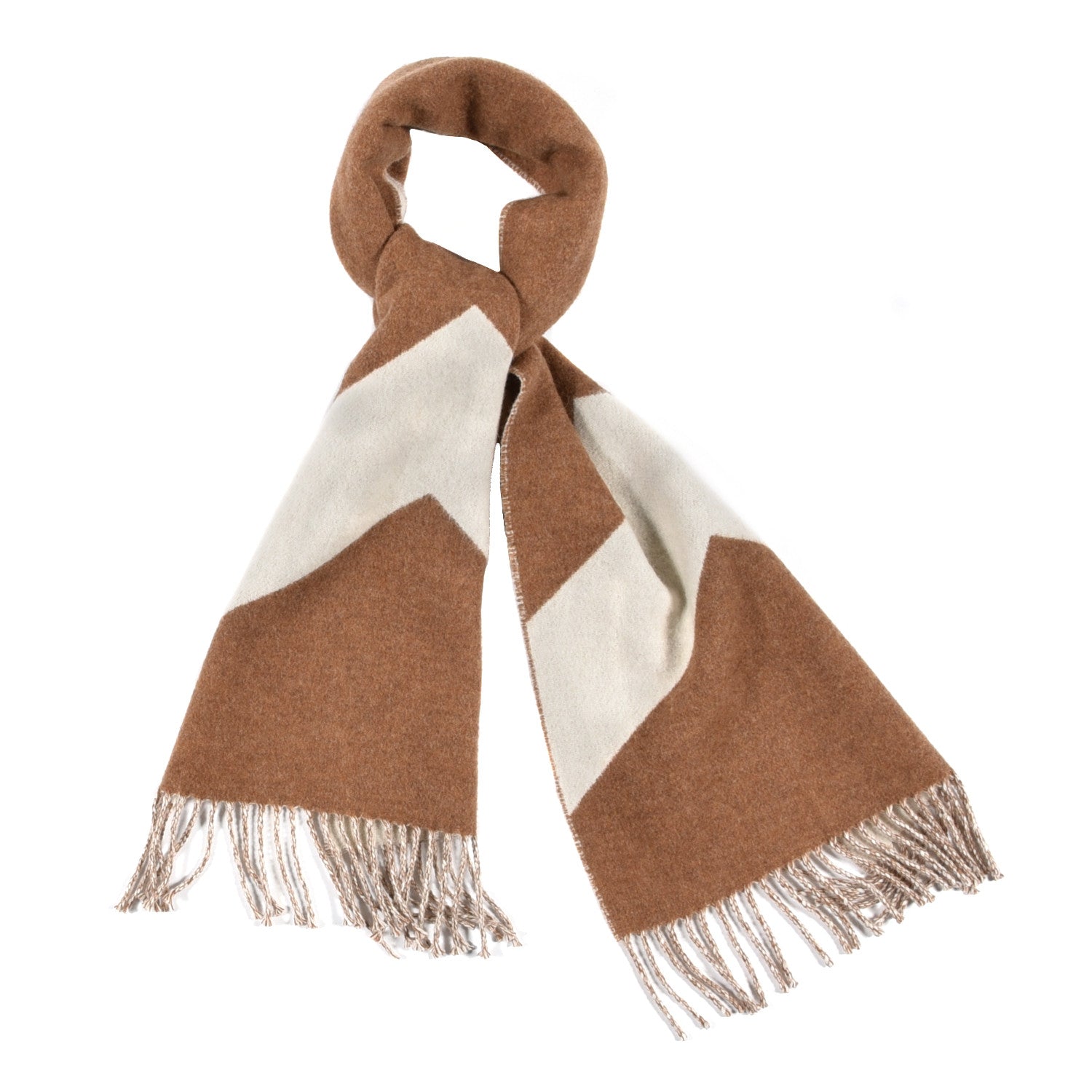 Hermes Cashmere Chevron Muffler Noisette Ecru 1 of 4