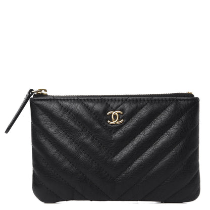 Chanel Crumpled Calfskin Chevron Quilted Small Cosmetic Case Black 1 of 8