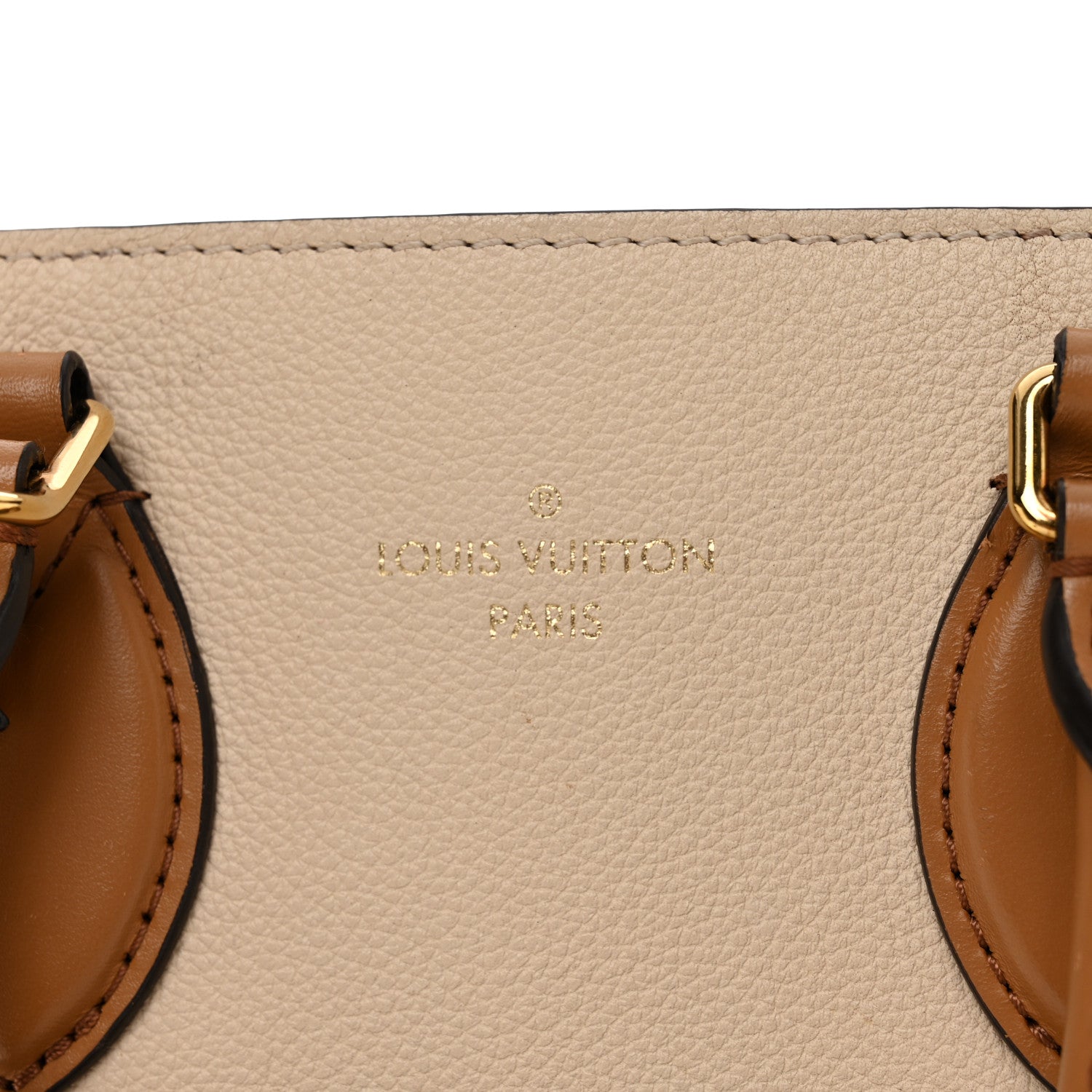 Louis Vuitton Calfskin Monogram Fold Tote MM Camel Sunbeam Cream 6 of 12