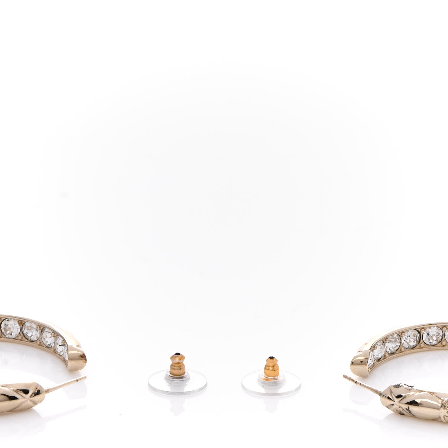 Chanel Metal Quilted CC Hoop Earrings Gold 3 of 5