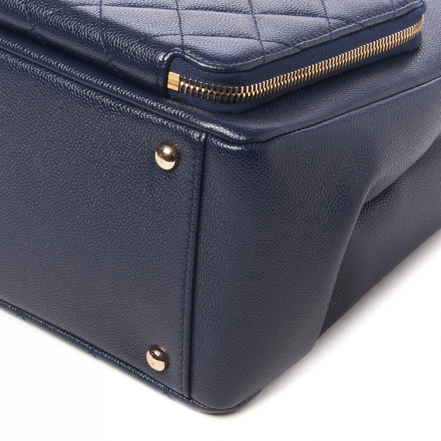 Caviar Quilted Small Business Affinity Shopping Bag Navy