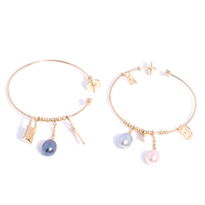Louis Vuitton 18k Yellow Gold Pearl Monogram Hoop Earrings 1 of 7