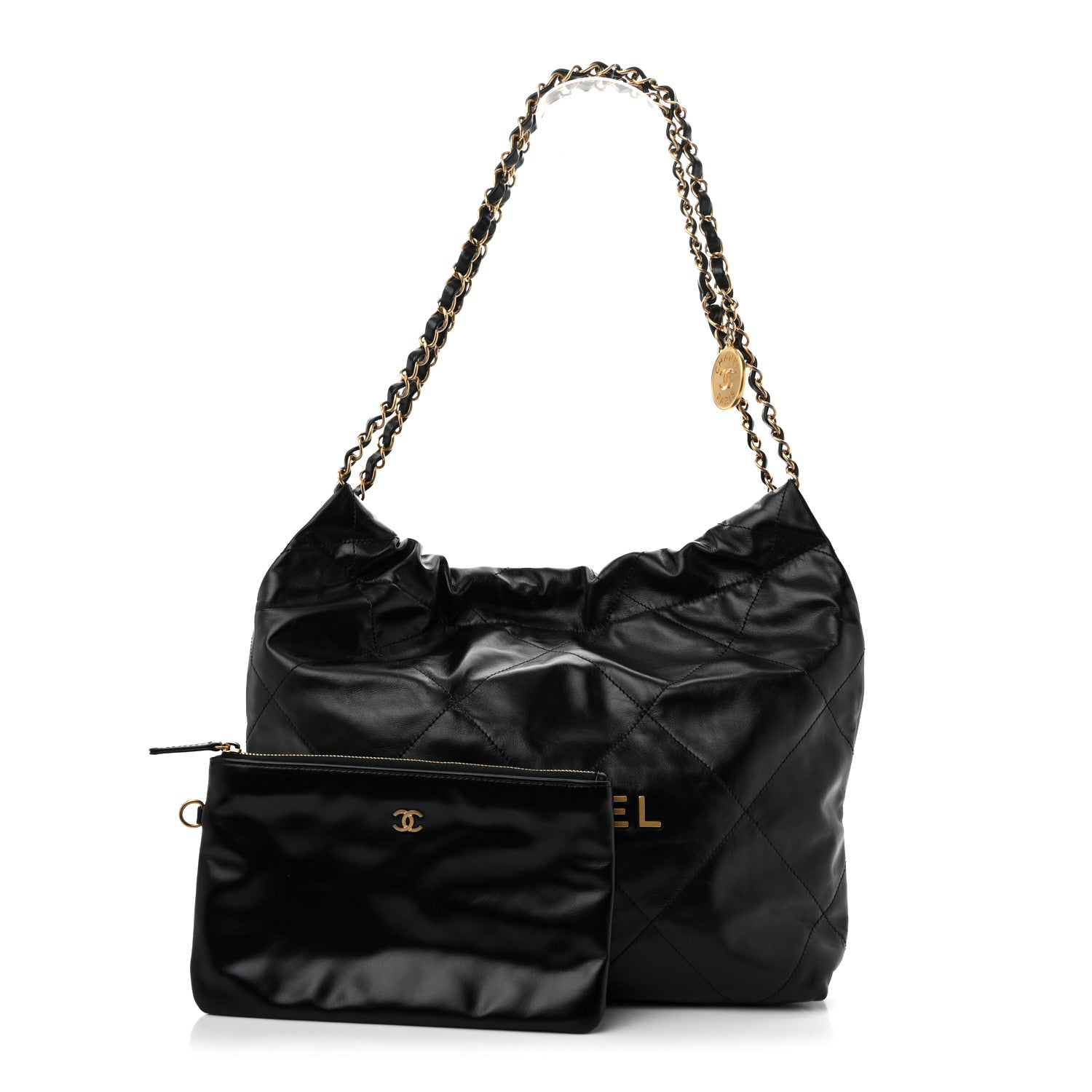 Chanel Shiny Calfskin Quilted Small Chanel 22 Black 3 of 13