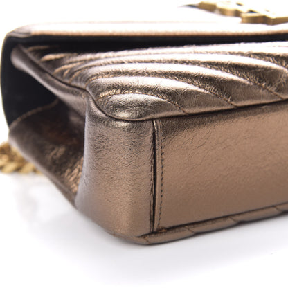 Saint Laurent Metallic Calfskin Matelasse Chevron Monogram Medium College Bag Bronze 7 of 8