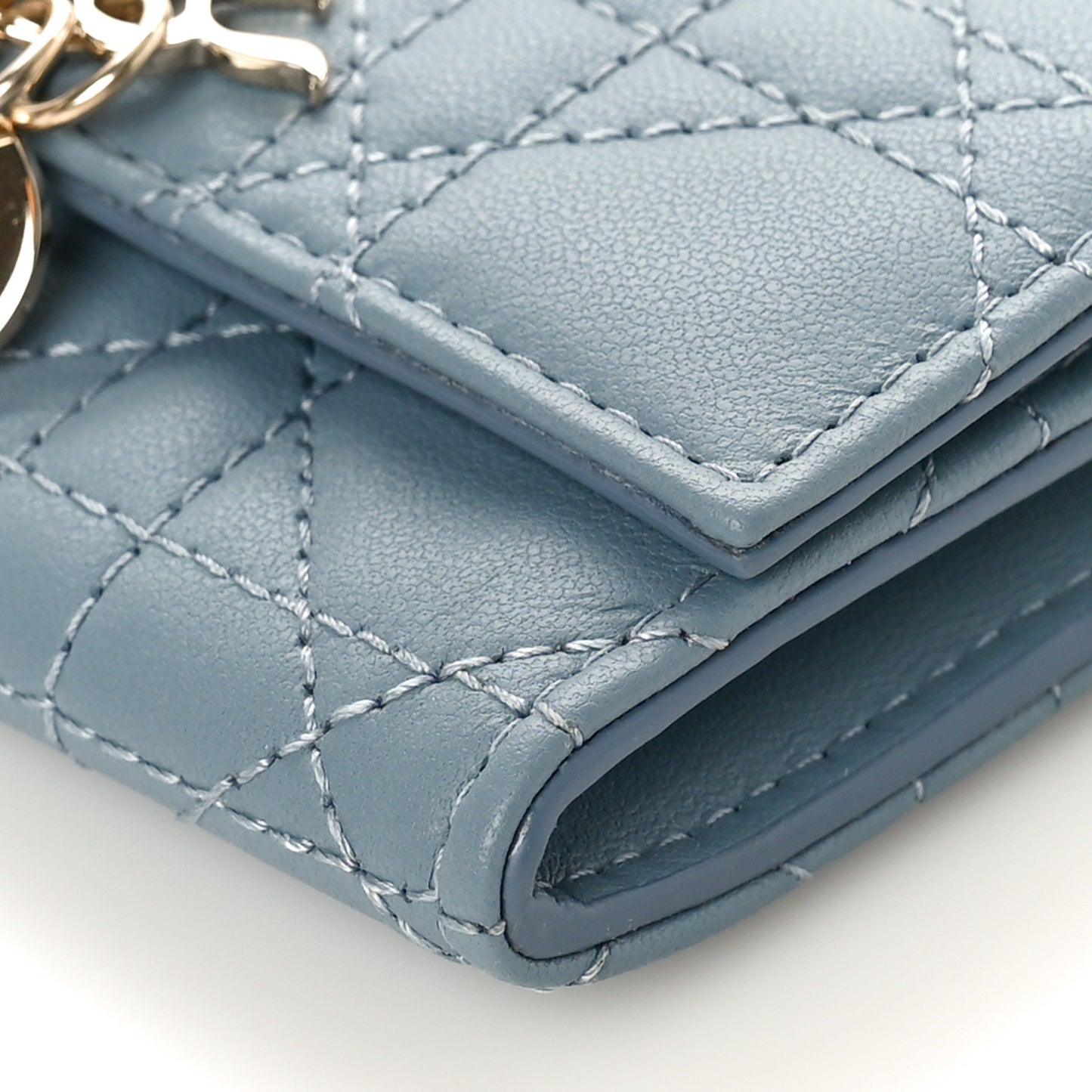 Lambskin Cannage Miss Dior Glycine Wallet Cloud Blue
