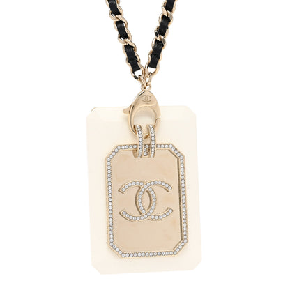 Chanel Resin Crystal Lambskin CC Cardholder Pendant Necklace Gold White 4 of 6
