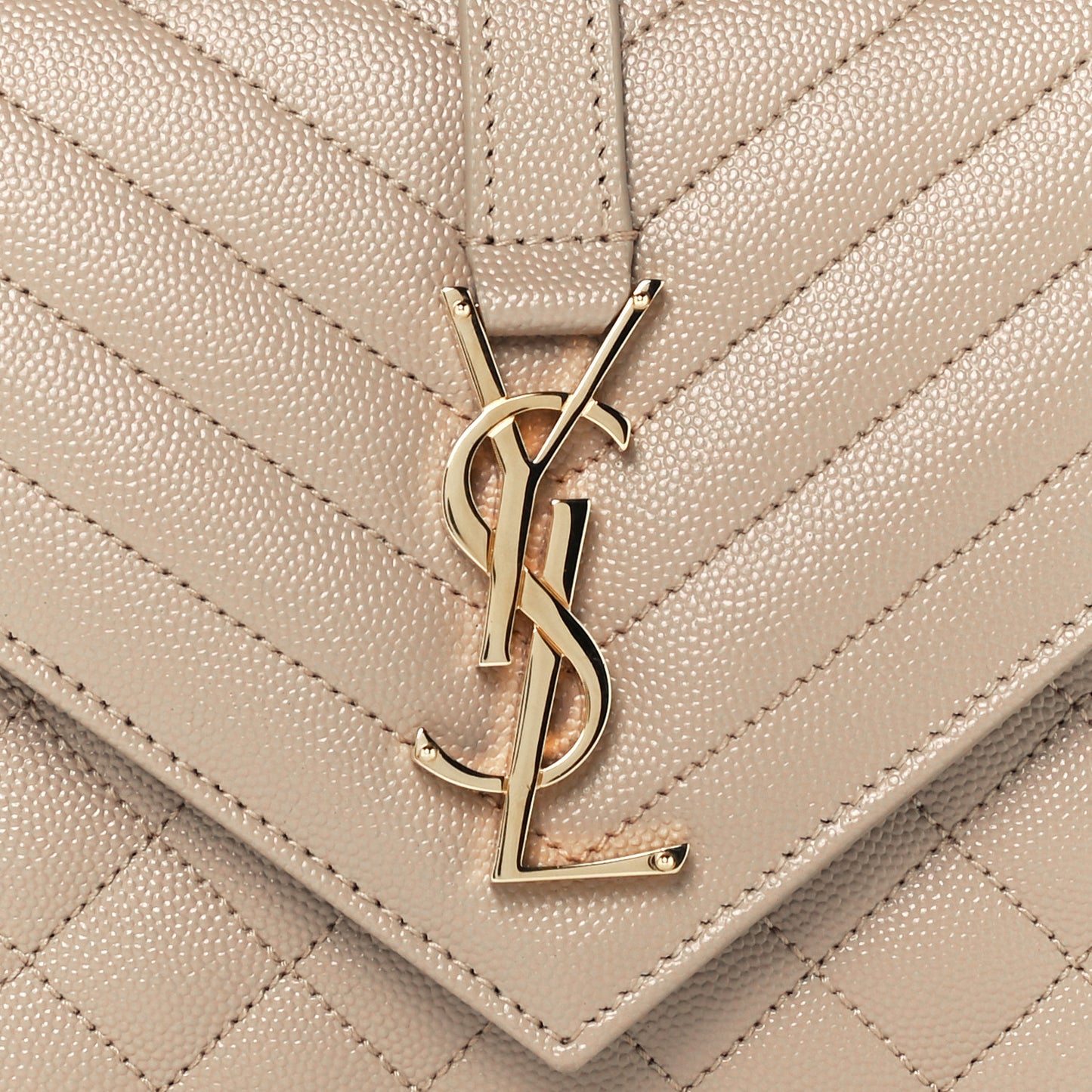Grain De Poudre Textured Mixed Matelasse Medium Triquilt Monogram Satchel Dark Beige