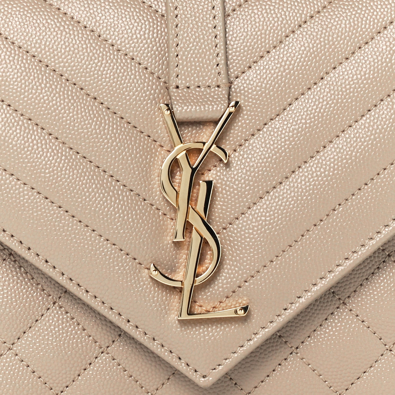 Saint Laurent Grain De Poudre Textured Mixed Matelasse Medium Triquilt Monogram Satchel Dark Beige 9 of 12