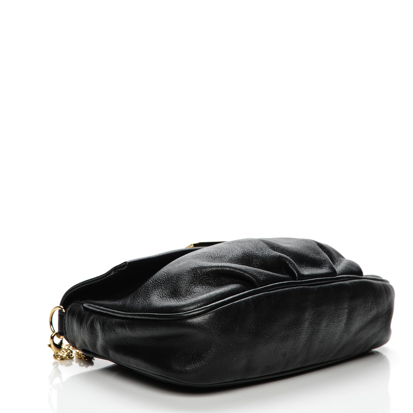 Vitello Flamingo Fendista Pouchette Crossbody Black