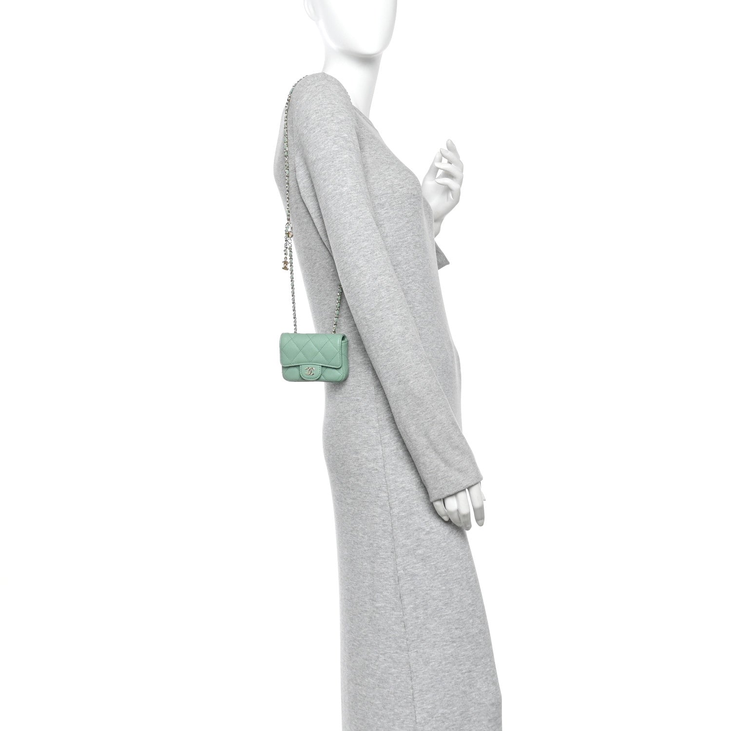 Chanel Caviar Quilted Mini Chain Belt Bag Light Green 2 of 12