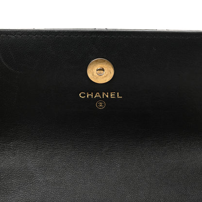 Chanel Lambskin Quilted Sweet Camellia Flap Phone Holder With Chain Black 6 of 13