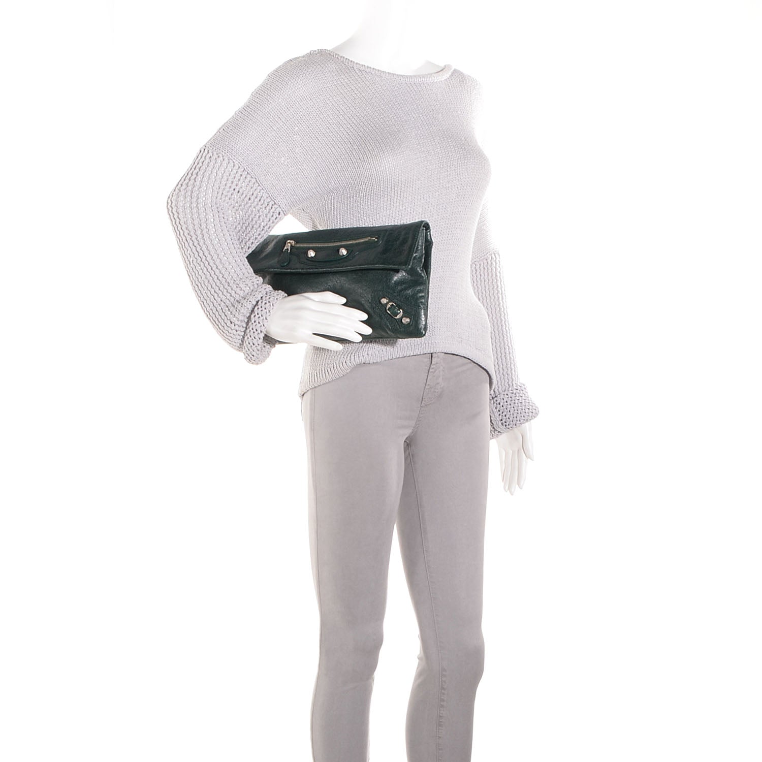 Balenciaga Agneau Giant 12 Silver Hardware Envelope Clutch Poker Fonce 2 of 10
