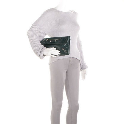 Balenciaga Agneau Giant 12 Silver Hardware Envelope Clutch Poker Fonce 2 of 10