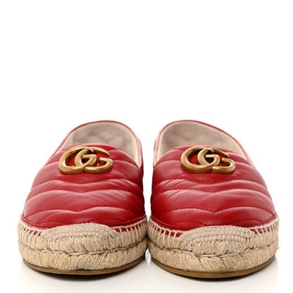 Gucci Nappa Matelasse GG Marmont Espadrilles 38 Hibiscus Red 2 of 9