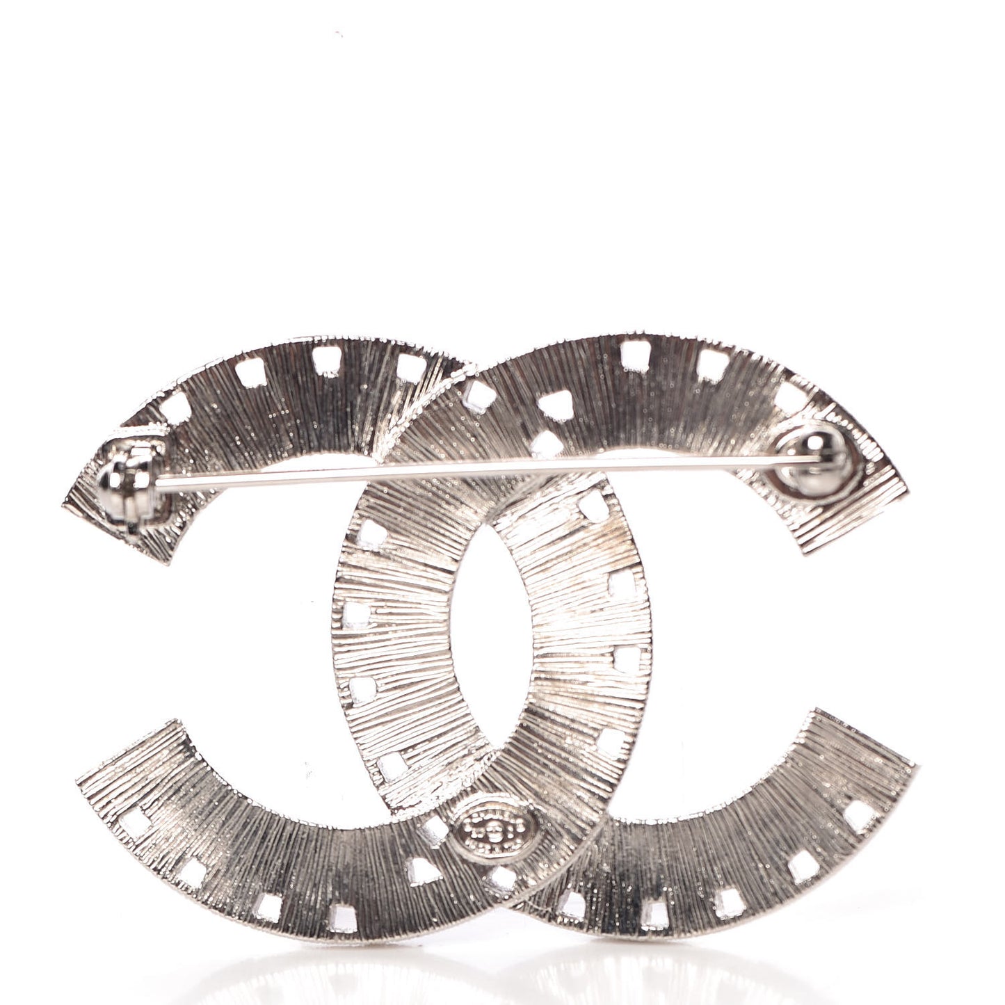 Baguette Crystal CC Brooch Silver Pink