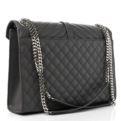 Saint Laurent Grain De Poudre Textured Mixed Matelasse Large Triquilt Monogram Satchel Earth 3 of 9