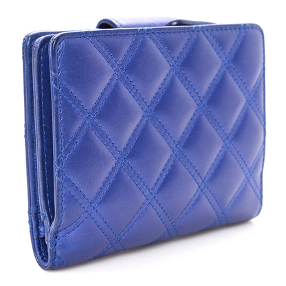 Chanel Iridescent Lambskin Quilted Double Stitch Compact Zipped Pocket Wallet Purple 3 of 9