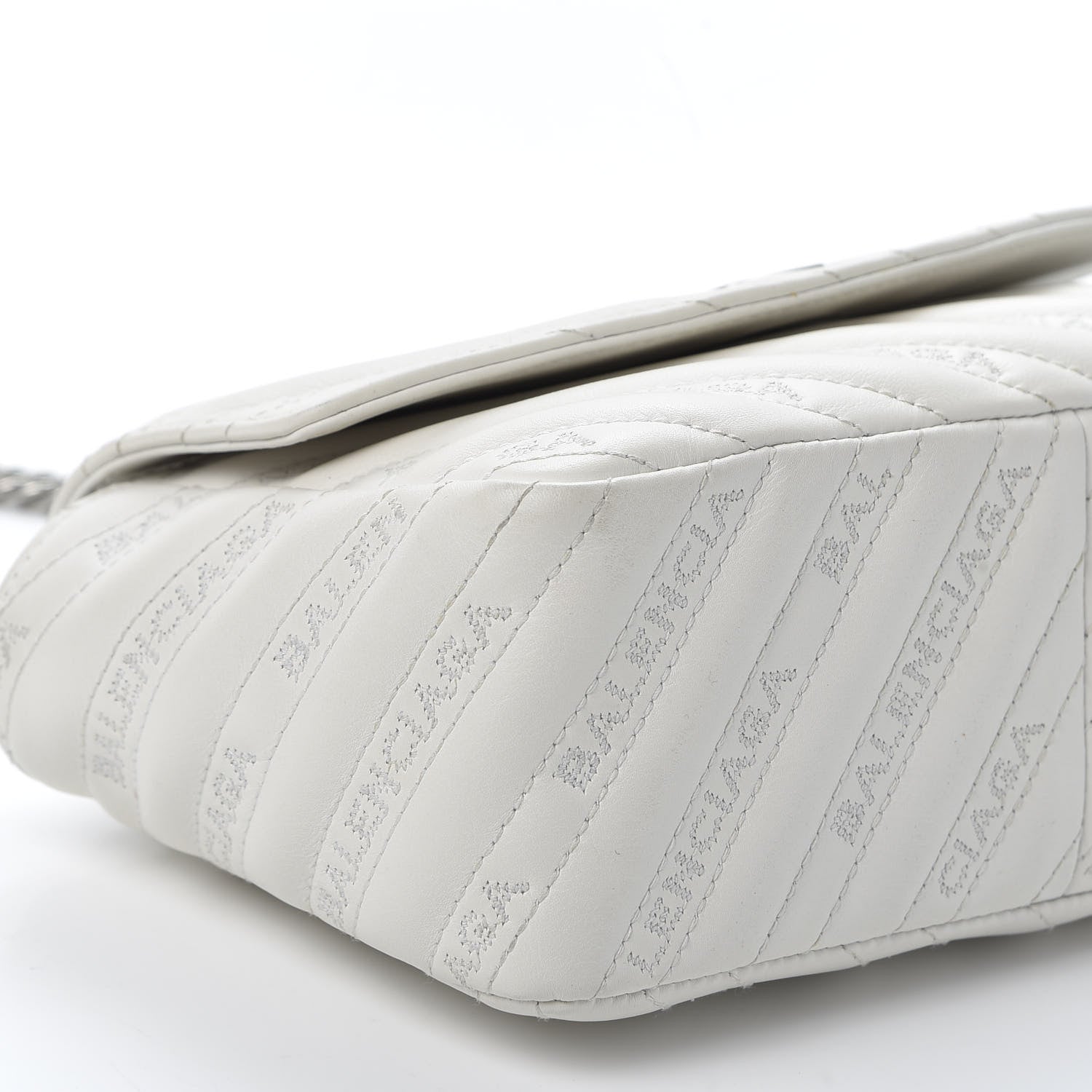 Balenciaga Calfskin Logo Matelasse S BB Round Shoulder Bag White 5 of 9