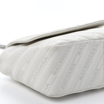Balenciaga Calfskin Logo Matelasse S BB Round Shoulder Bag White 5 of 9