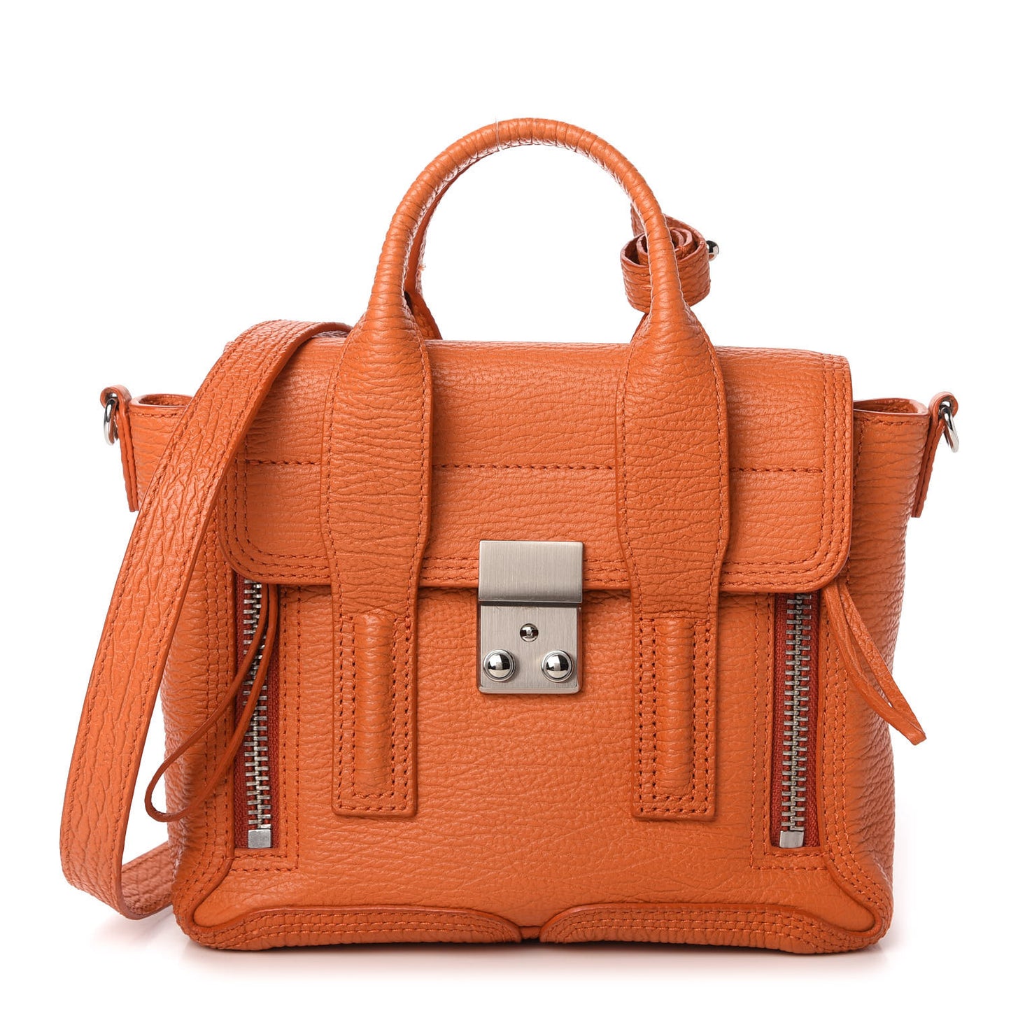 Textured Calfskin Mini Pashli Satchel Orange