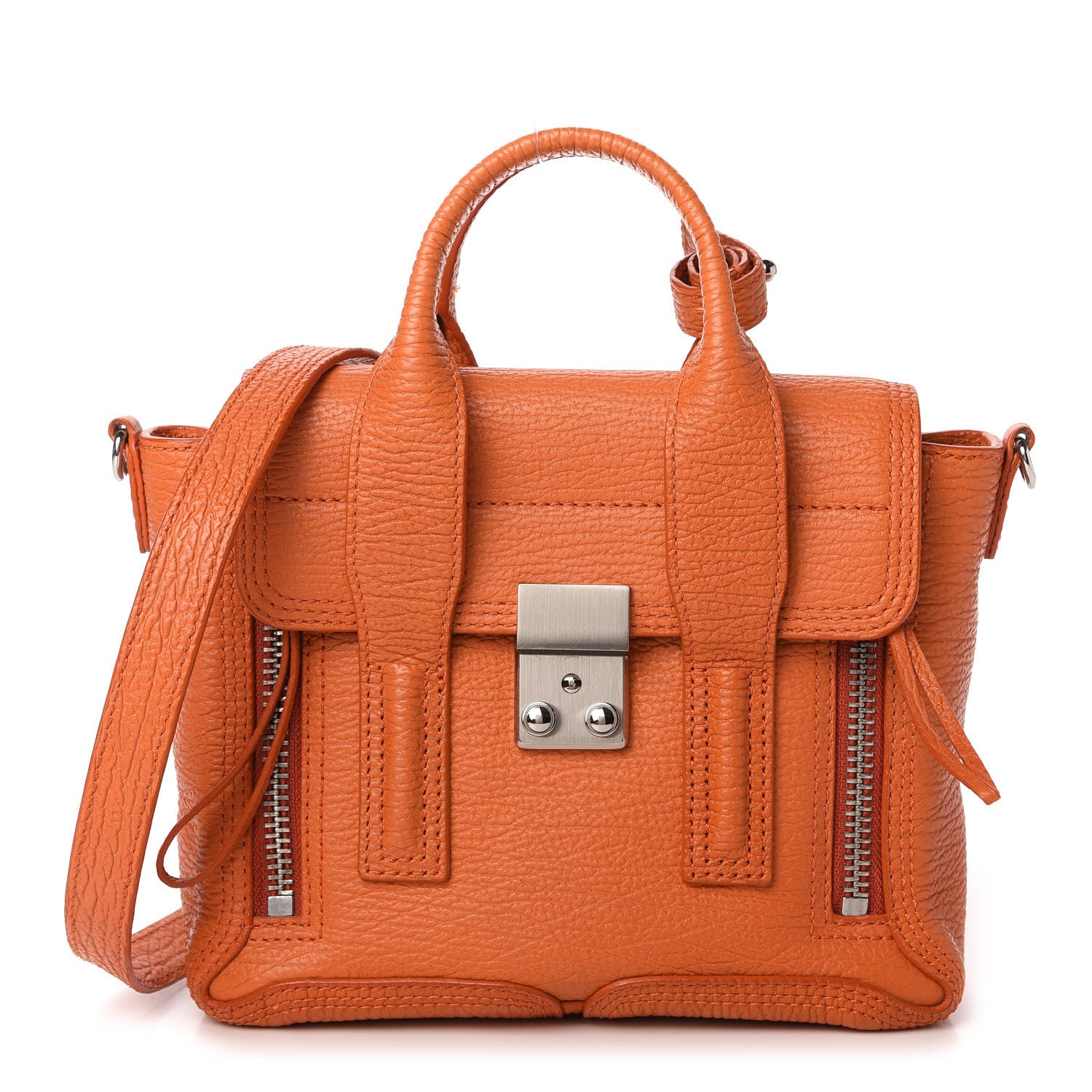 3.1 Phillip Lim Textured Calfskin Mini Pashli Satchel Orange 1 of 10