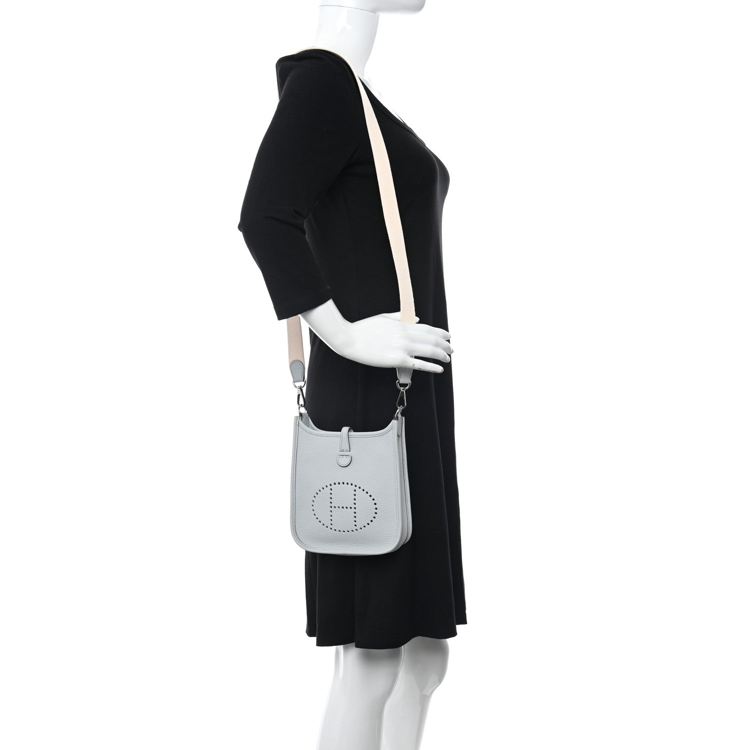 Hermes Taurillon Clemence Amazone Evelyne TPM Bleu Pale Nata 2 of 9