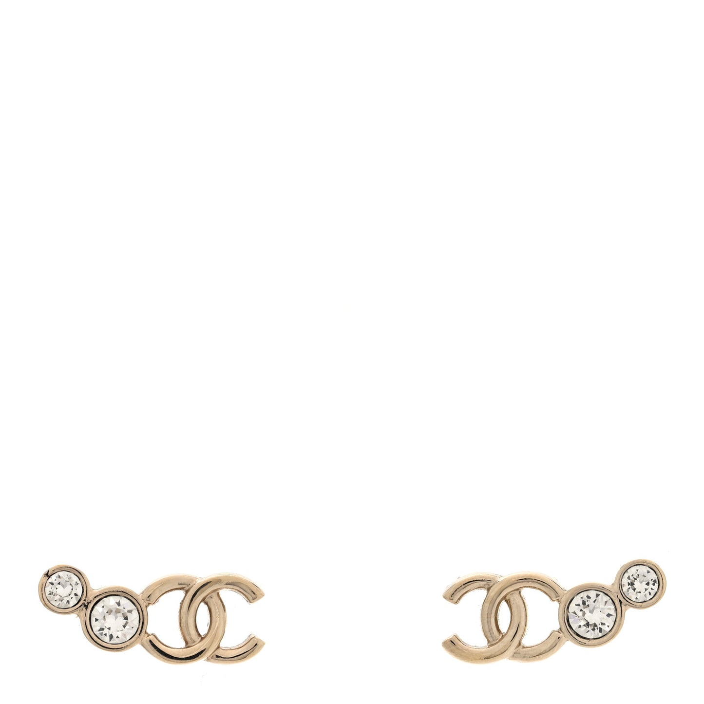 Metal Crystal CC Climber Earrings Gold