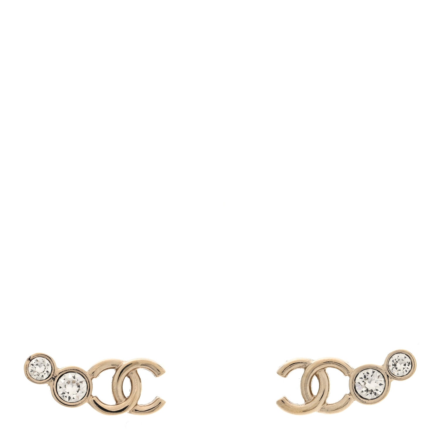 Chanel Metal Crystal CC Climber Earrings Gold 1 of 5