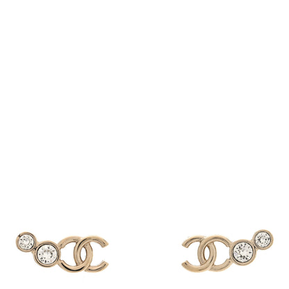 Chanel Metal Crystal CC Climber Earrings Gold 1 of 5